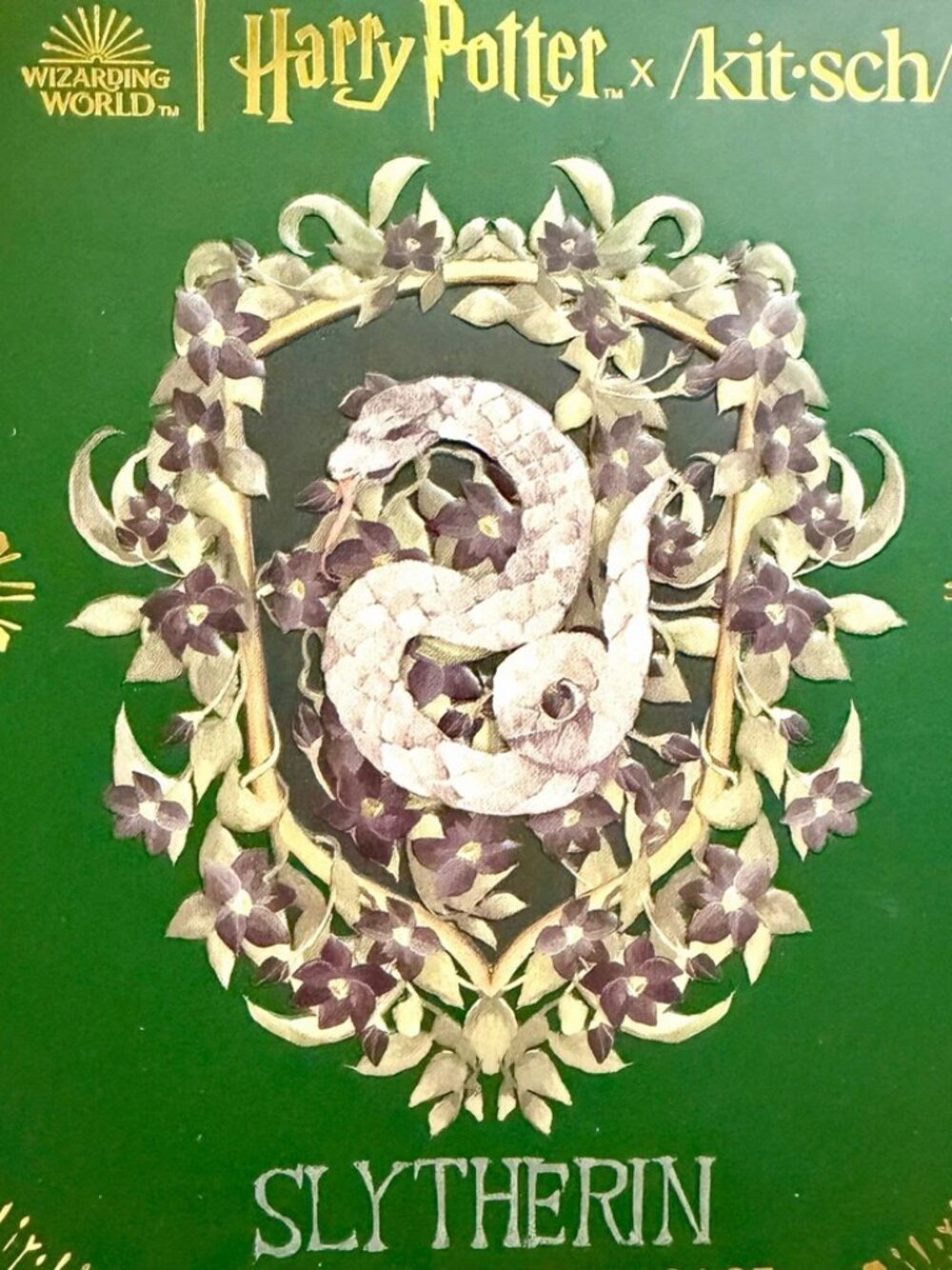 Kitsch x Harry Potter Slytherin Satin Zipper Pillowcase Standard/Queen New - Picture 2 of 7
